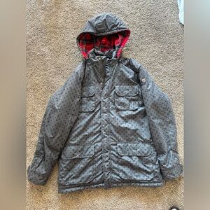 Quicksilver Snow Jacket gray flannel lined men’s XL